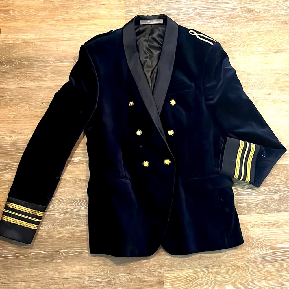 Zara Man Mens Double Breasted Velvet Blazer